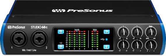 PreSonus Studio 68c 6x6, 192 kHz, USB-C Audio Interface, 4 Mic Pres-4 Line Outs