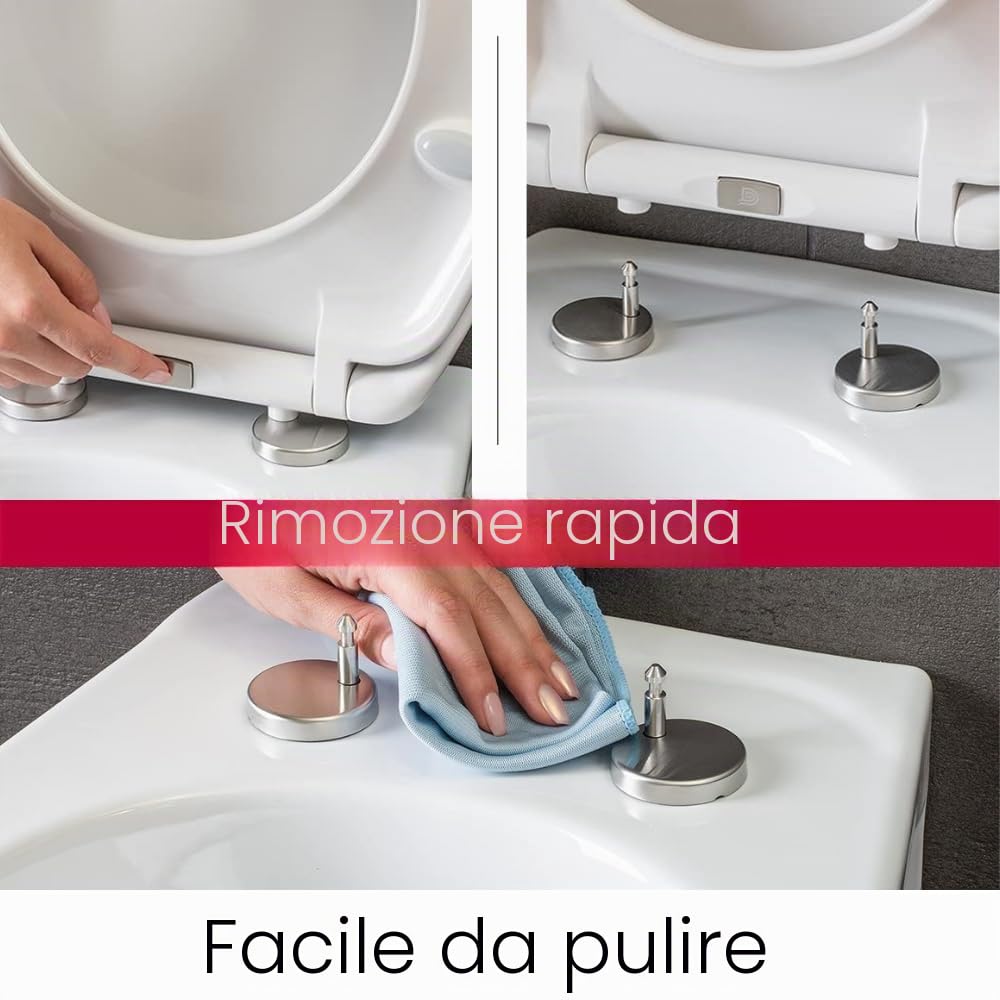 Schläfer 4637201 | Sedile Copriwater Soft Close ammortizzata Fissaggio Rimovibile Take Off Sedile Wc Universale in Duroplast Bianco funzione Quick Release, Mod. Monza