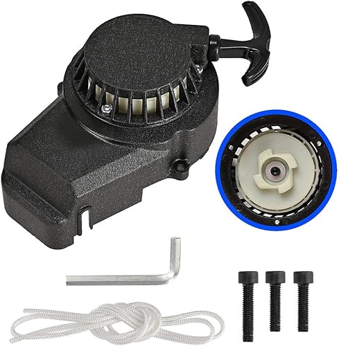 Arrancador de retroceso de aluminio negro para motor de 2 tiempos, 47 cc y 49 cc, mini ATV Dirt Bike