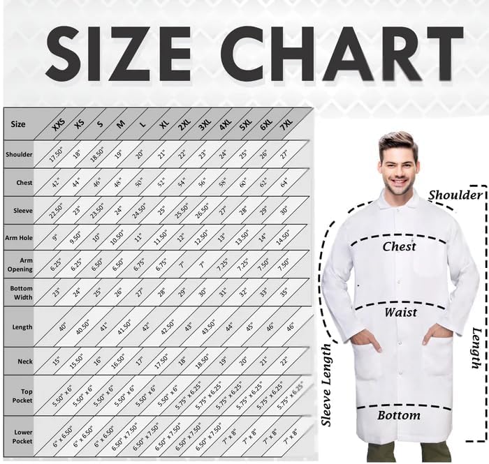 unisex-adult Knee Length Long Lab Coat for Medical Srudents, Doctors and Pharmacy Staff - Image 5