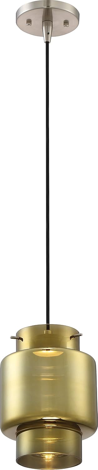 Nuvo 62/879 One Light Mini Pendant, UNKNOWN, Brushed Nickel/Antiqued Glass