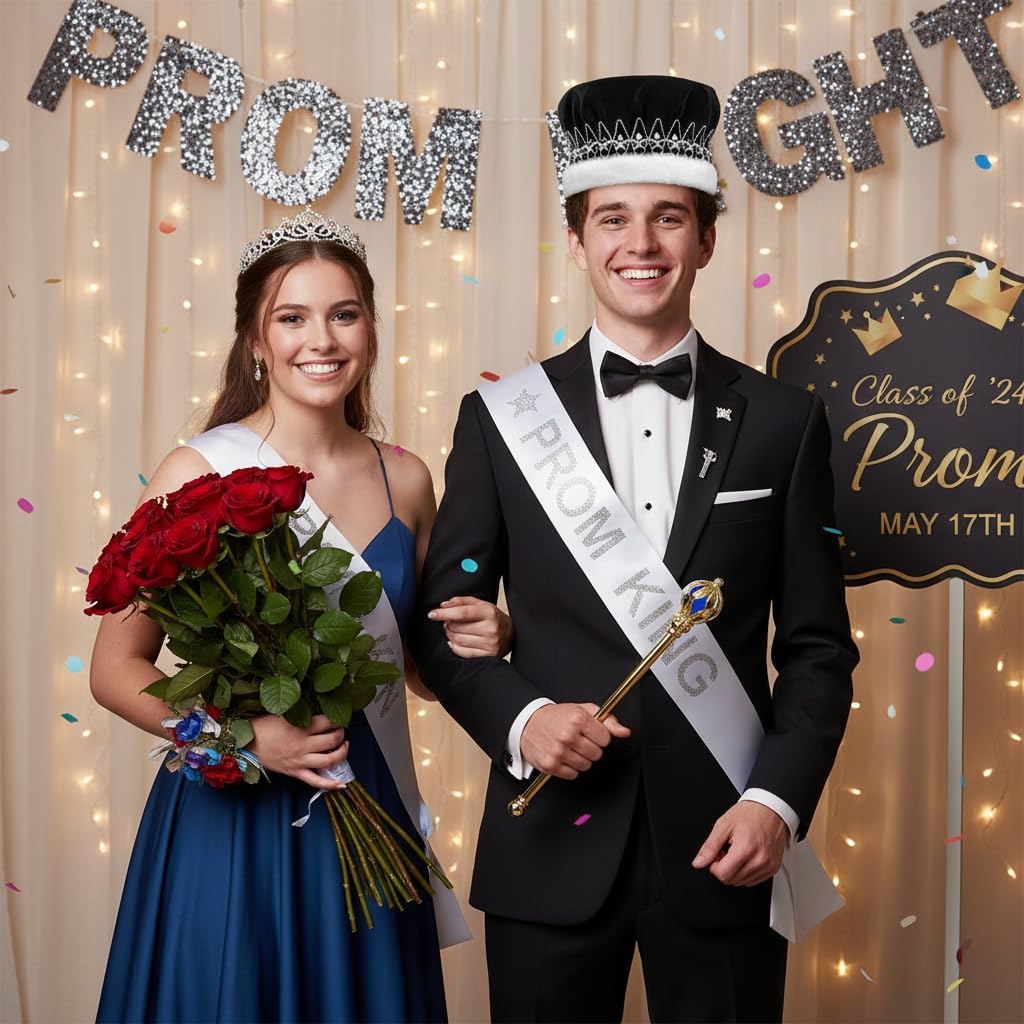 Anderson's Majestic Velvet King Crown with Star Band, Silver/Gold Trim, Faux Fur, for Prom, Homecoming, Pageant, Mardi Gras
