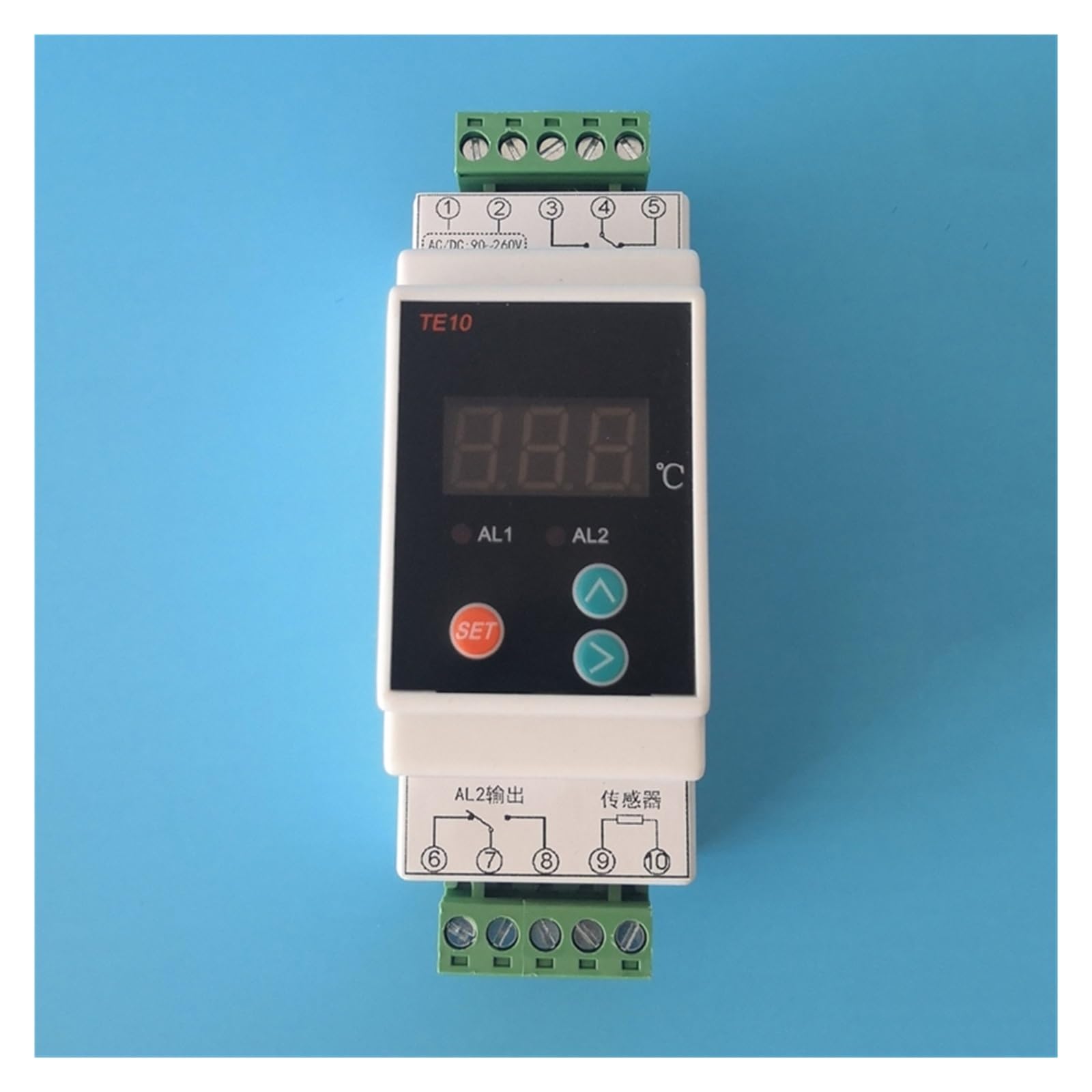 Digitale DIN-rail Temperatuurregelaar – 90–260V AC, 2-weg Schakelaar Met Alarmfunctie En Sensor