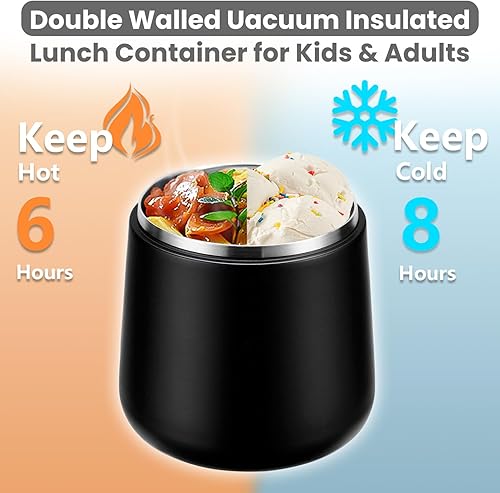 Miniatura 5 de Tarro de comida aislado al vacío de 20 onzas con tapa de hebilla, termo de sopa para niños de comida caliente, boca ancha, a prueba de fugas, de