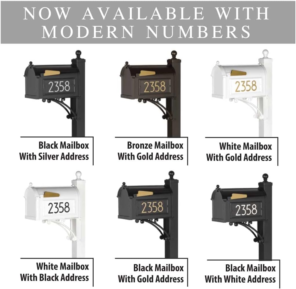 Whitehall Personalized Whitehall Capitol Mailbox with Side Address Plaques and Post Package (4 Colors Available)
