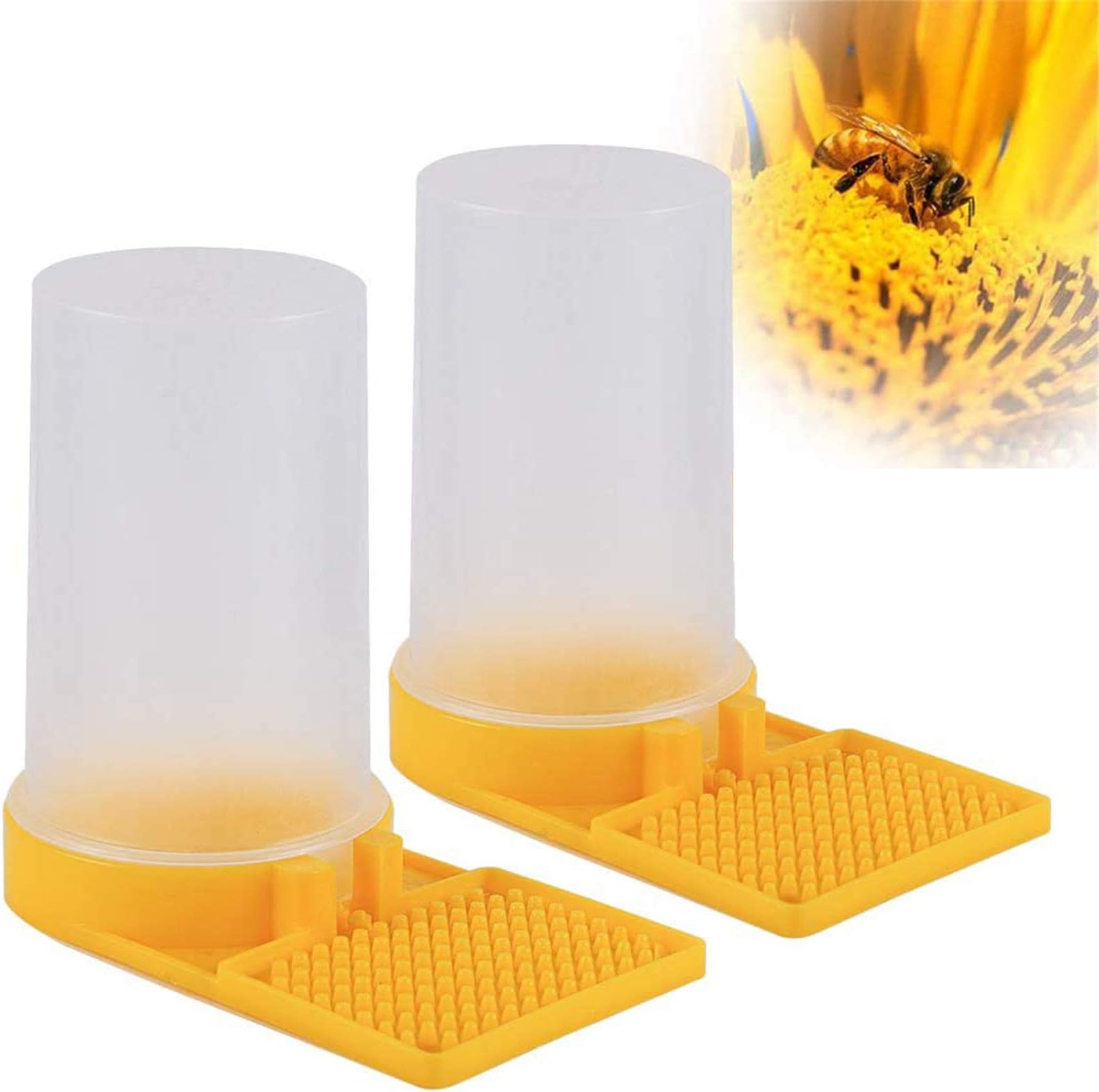2 Pack Beehive Beekeeping Water Dispenser Bee Drinking Beekeeping Equipment Honey Beehive Entrance Feeder Nest Beekeeper Tools (White and Yellow)