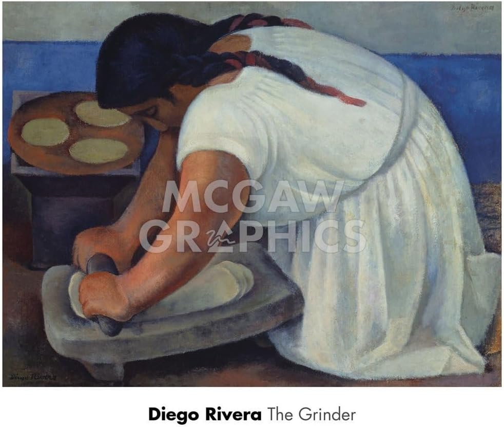 McGaw Graphics The Grinder La Molendera 1926, Diego Rivera, Wall Art Print Poster, Paper Size 30" x 26" Image Size 28.5" x 22"