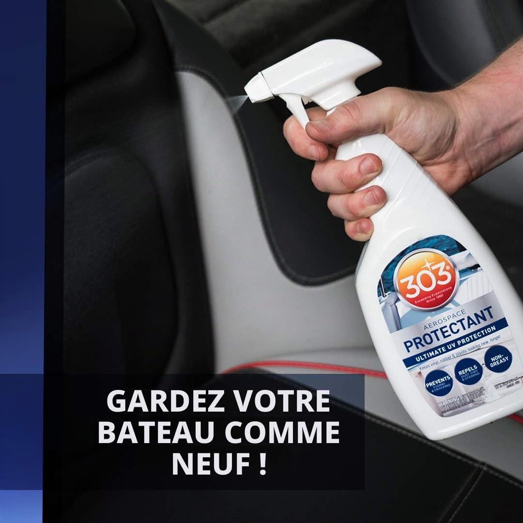 303 (30340) Marine Aerospace Protectant Spray de protection UV pour bateau, vinyle, caoutchouc et plastique Finition mate 473 ml + gants en nitrile Fiwiko gratuits