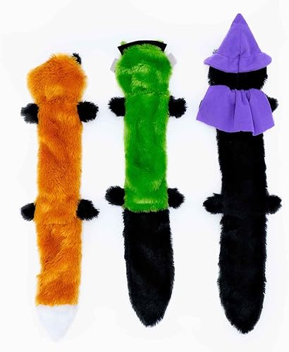 Miniatura 2 de ZippyPaws Peltz-Zombie Fox, Franken-Weasel y gato brujo, juguetes chirriantes para perros sin relleno, juguete plano sin relleno para razas pequeñas