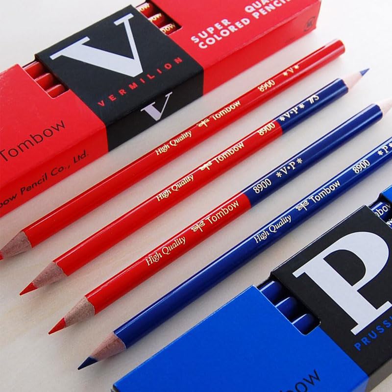 鉛筆です Amazon | トンボ鉛筆 赤鉛筆 丸軸 朱色 1ダース 8900-V | 色鉛筆