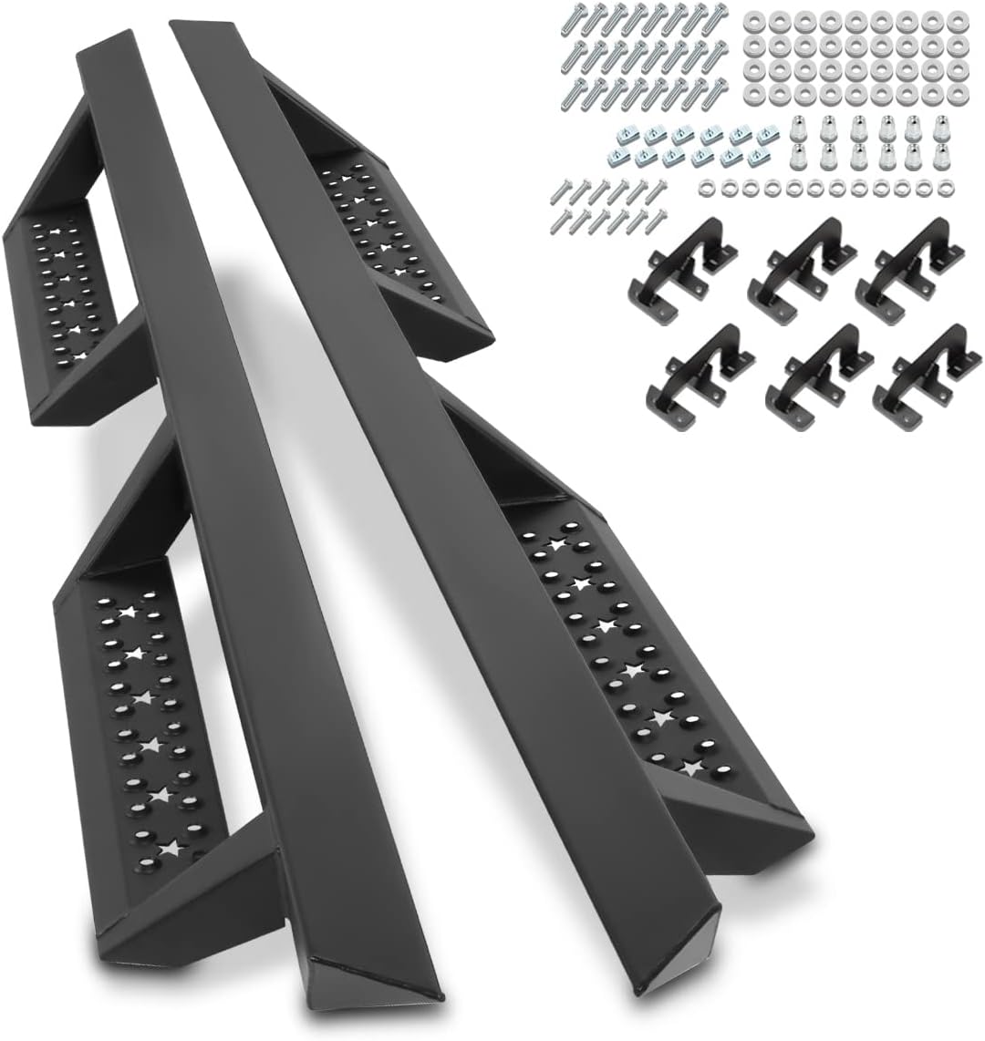 [Pair] 2.75 Inch Black Steel Drop Side Steps Nerf Bars Running Boards Compatible with 09-24 Dodge Ram 1500-3500 Crew Cab