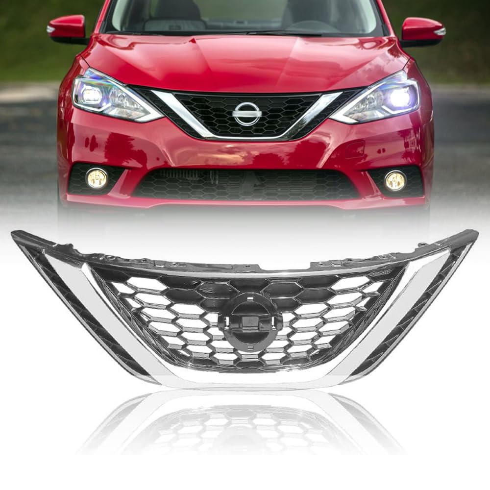 Front Bumper Upper Grille Compatible For Nissan Sentra Grill 2016 2017 2018 62310-3YU0A NI1200279