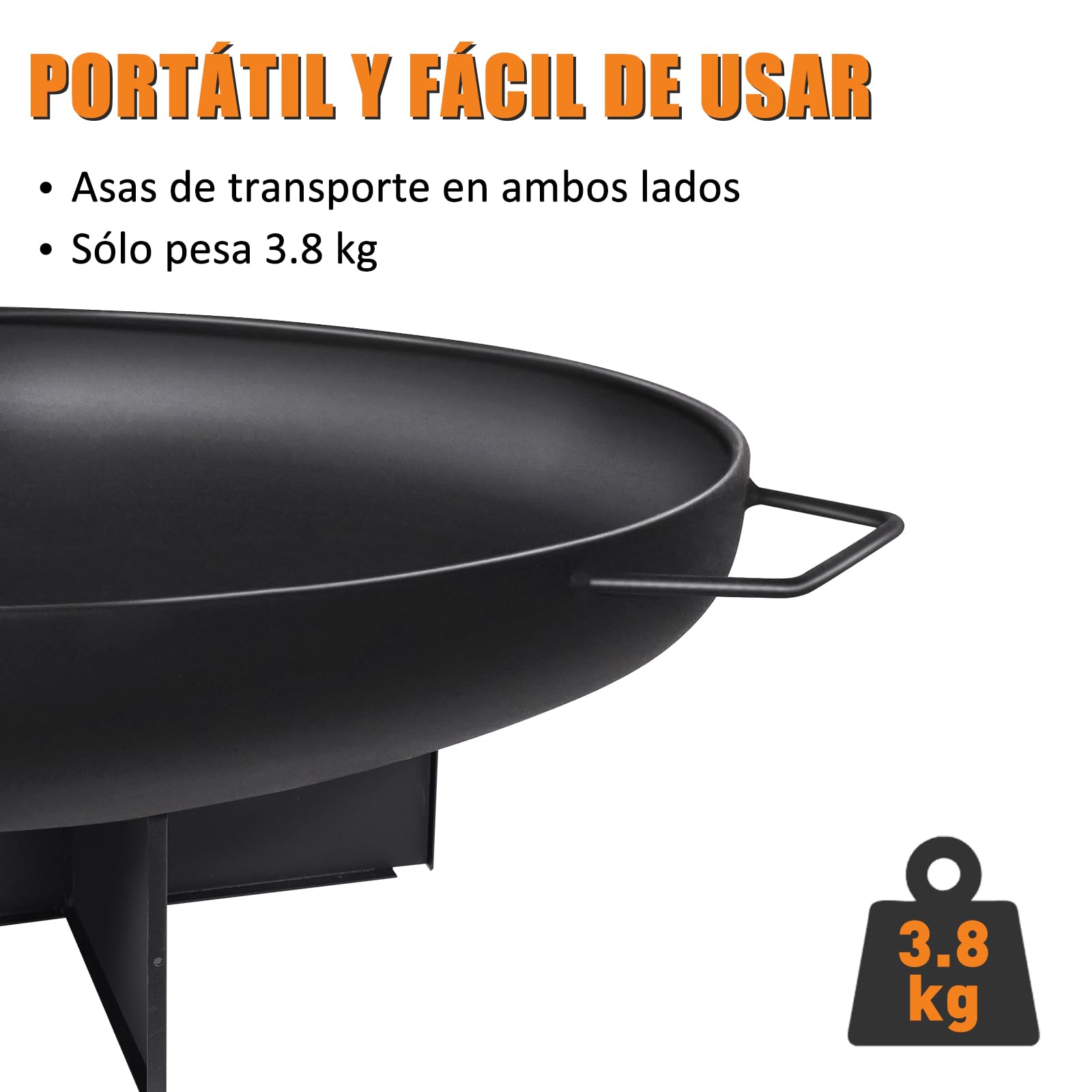 HYCHIKA Brasero Exterior 60cm para Jardín y Camping - Cuenco de Fuego Pozo Hoguera - Ideal para Exteriores y Outdoor Fire Pit
