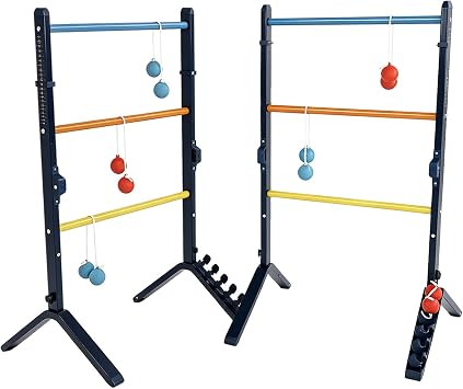 Ladder Ball Set, Steel Ladderball Game Set with 6 Soft Rubber Bolo Balls, Built-in Scoring System, Game for Family, Outdoor, Yard, Camping, Beach, Lawn, Party, Picnic