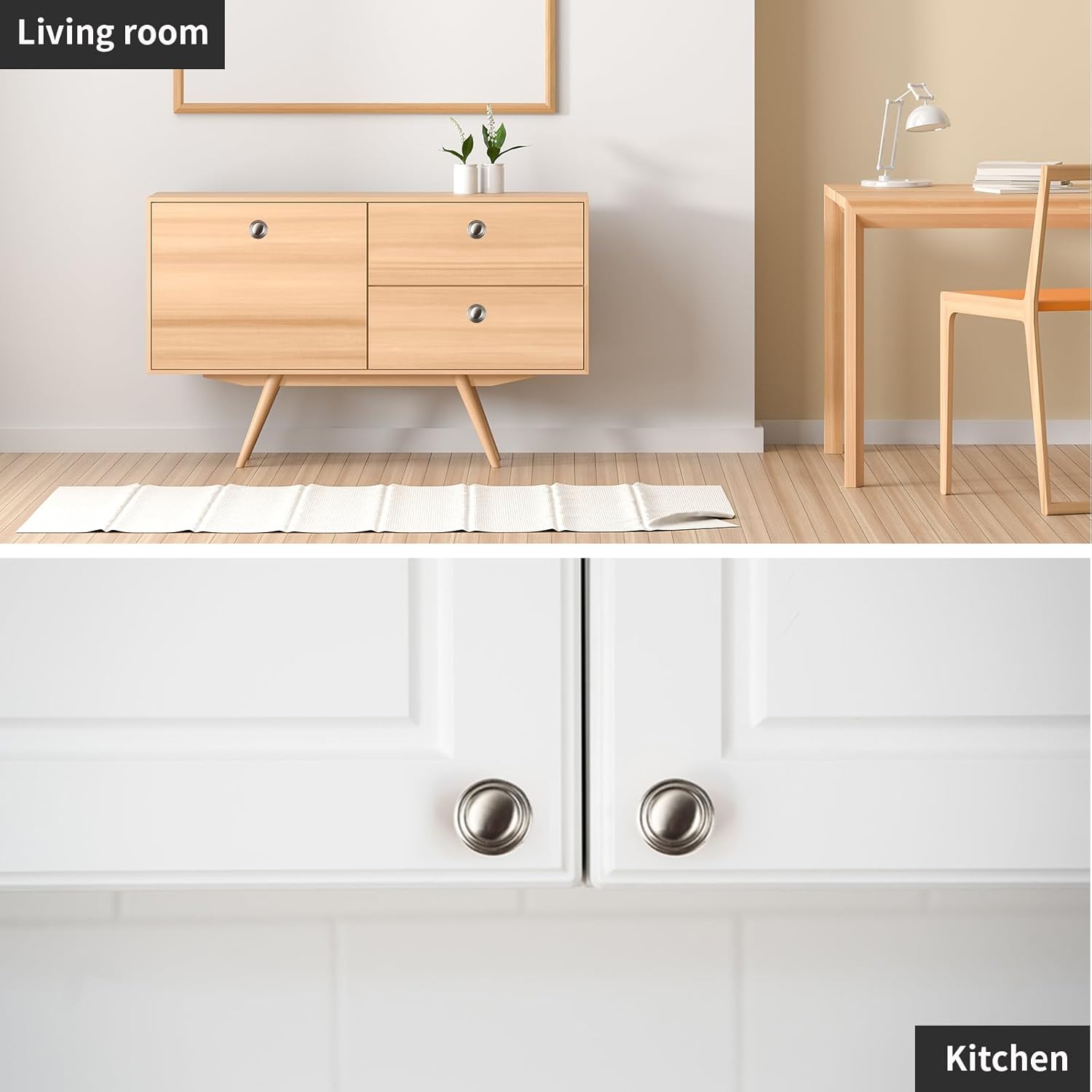 Cabinet Knobs 15 Pack Silver Hardware, 1.3 Inch (33mm) Kitchen Cabinets Drawers Round Handles Dresser Cupboard Knobs Hole Home Bathroom Hardware Sturdy Cabinet Door Knobs