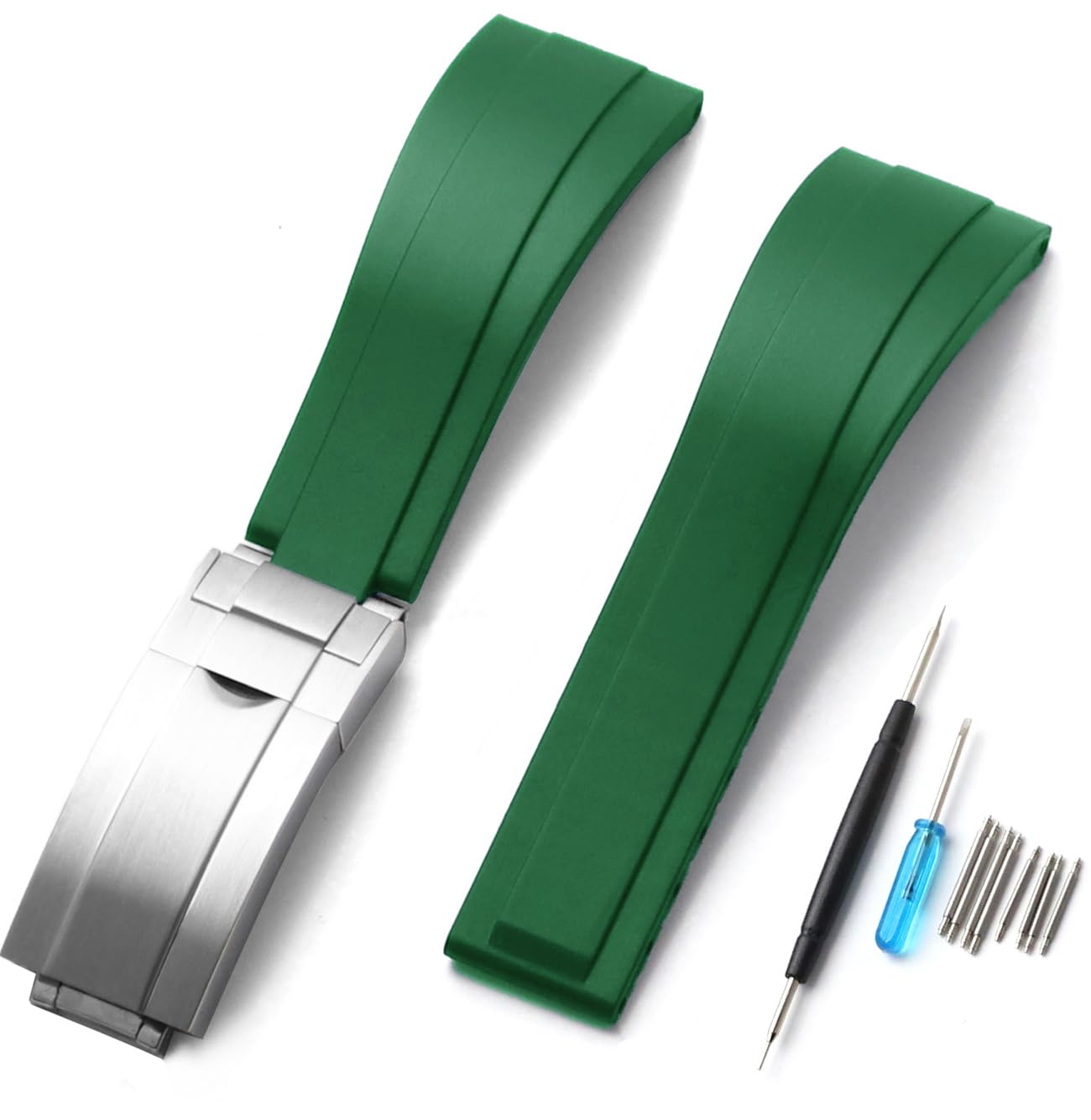 20mm 21mm 22mm Rubber Watch Band For Rolex Cosmograph Daytona,Submariner,Yacht-Master,GMT-Master,Sea Dweller,Sky Dweller, Air-King,Datejust ,Day-Date,Explorer,DEEPSEA,Oyster Perpetual Watch Strap Omega Breitling Tudor Longines Watchband CITIZEN Tear Resistant Waterproof Dustproof for Sports, Diving