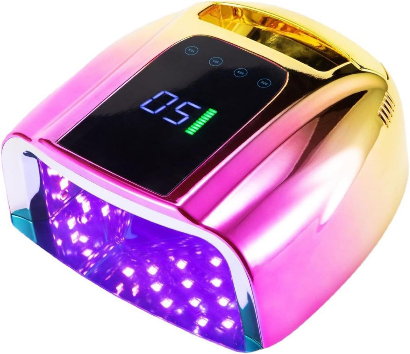 Cordless UV LED Nail Lamp 96W Rechargeable Nail Dryer with Removable Stainless Steel Bottom Auto Sensor 4 Timer Quick Dry All Nail Gel Polish Professional Curing Lamp for Home & Salon DIY Manicure