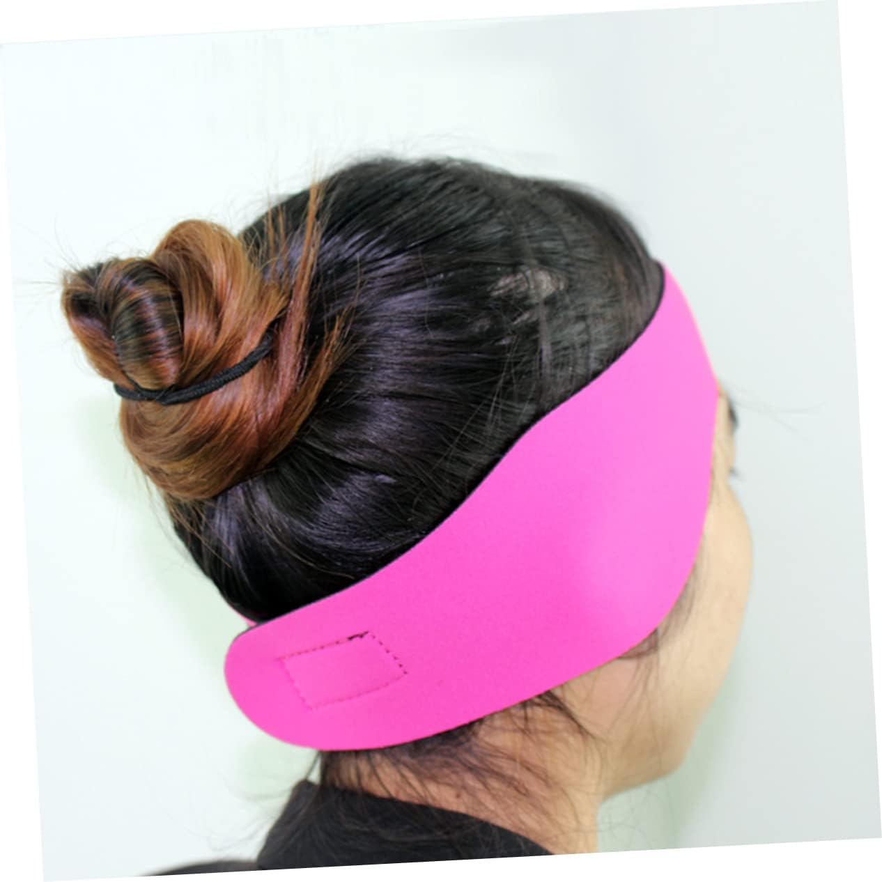 2pcs Adjustable Neoprene Swimming Headband for Boys and Girls and Adults Ear Lightweight Diving Hair Band Rosy Black