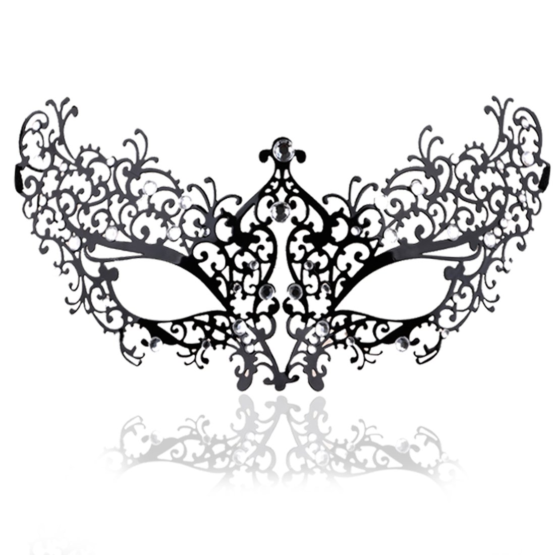FaceWood Masquerade Mask For Women Shiny Rhinestone Metal Masks for Halloween Venetian Party Evening Prom Ball Costume