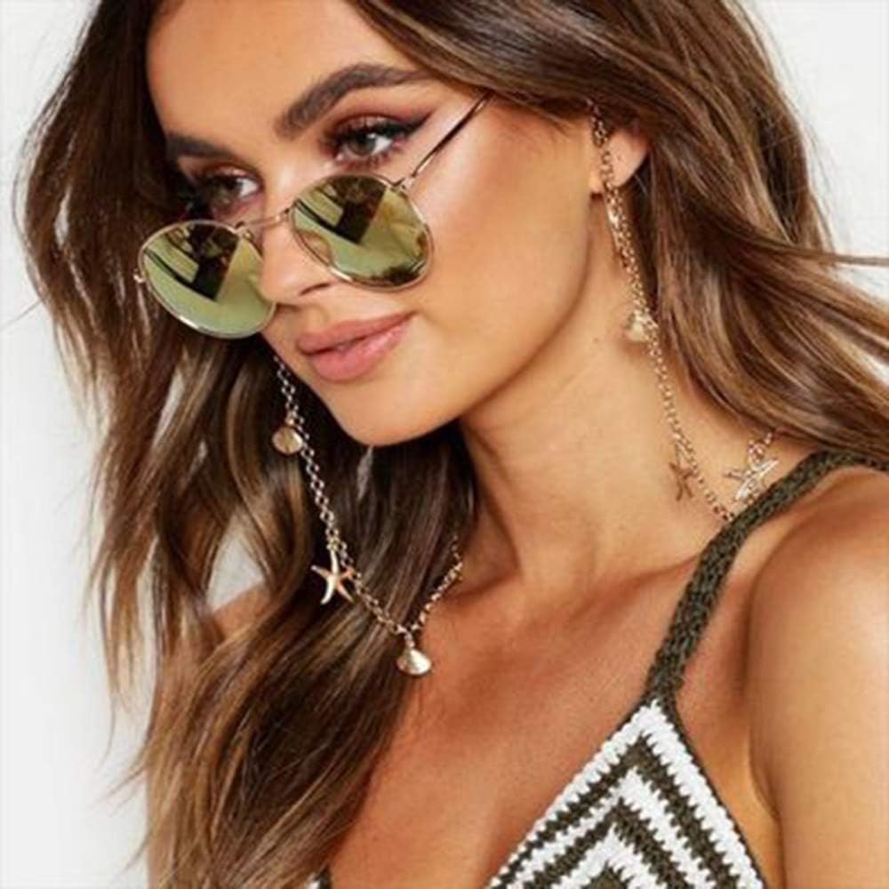 BERYUAN Eyeglass Chain Pearl Shell Chain Necklace Boho Eyewear Retainer Eyeglass Holder Strap Sunglasses Holder Cords Eyewear for Women Girls Teens Kids Gift for Her