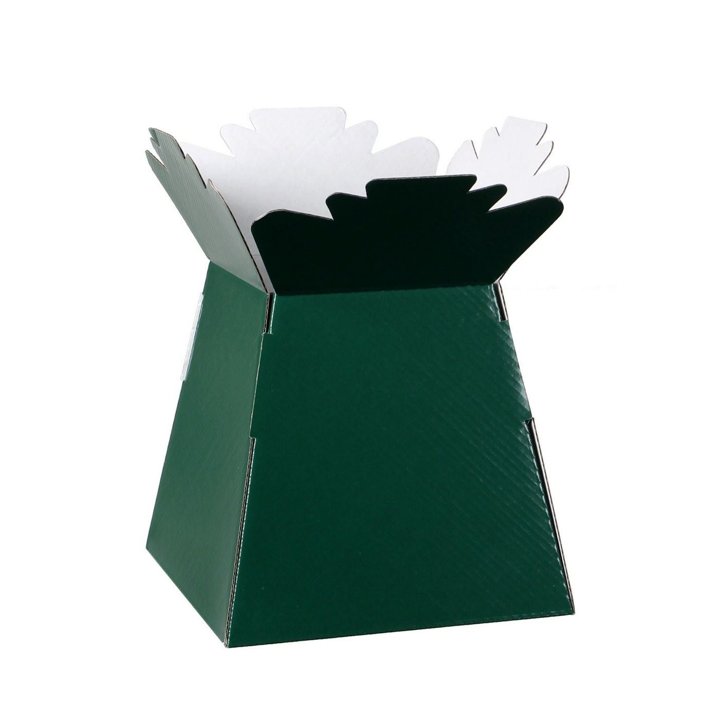 Hand-Tied Vase Florist Bouquet Boxes | Aqua Presentation & Transporter Boxes | Pack of 5 | Durable Flower & Plant Packaging | Glossy Dark Green