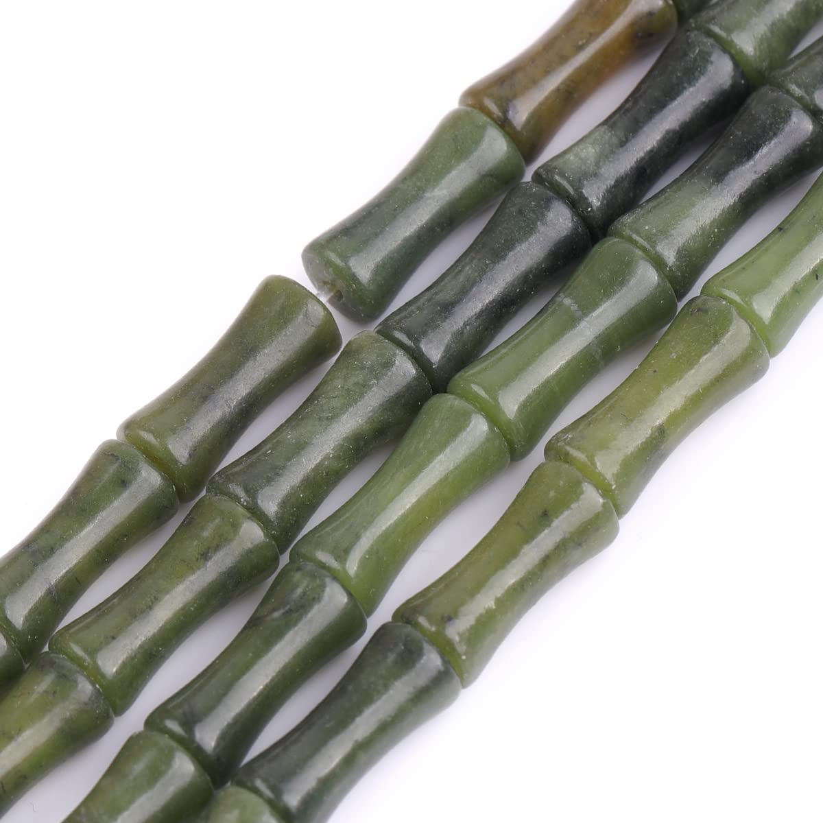 GEM-Inside 5x12mm Natural Dark Green Jade Plant Bamboo Knot Bone Charms Beads for Jewelry Making Power Energy Chakra Stone Beads โ image 1
