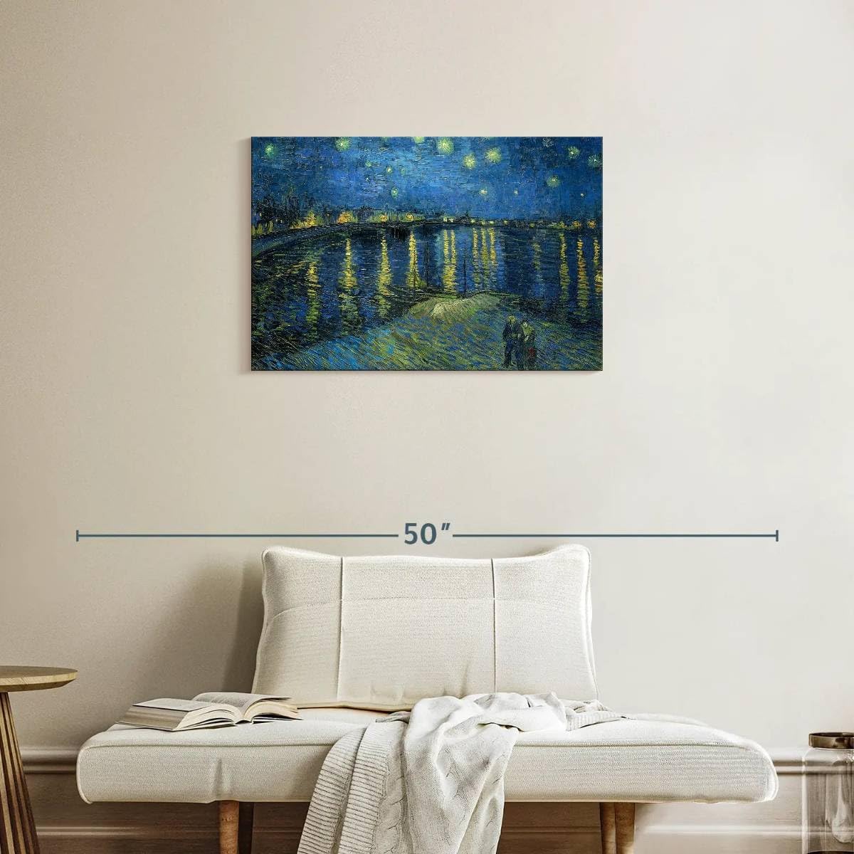 Elephant Stock - The Starry Night Over The Rhone Wall Art - Horizontal Canvas Wall Art - Living Room Wall Decor - Painting Night Sky Canvas Art - Gray And Blue Decor by Vincent Van Gogh - 30" x 20"