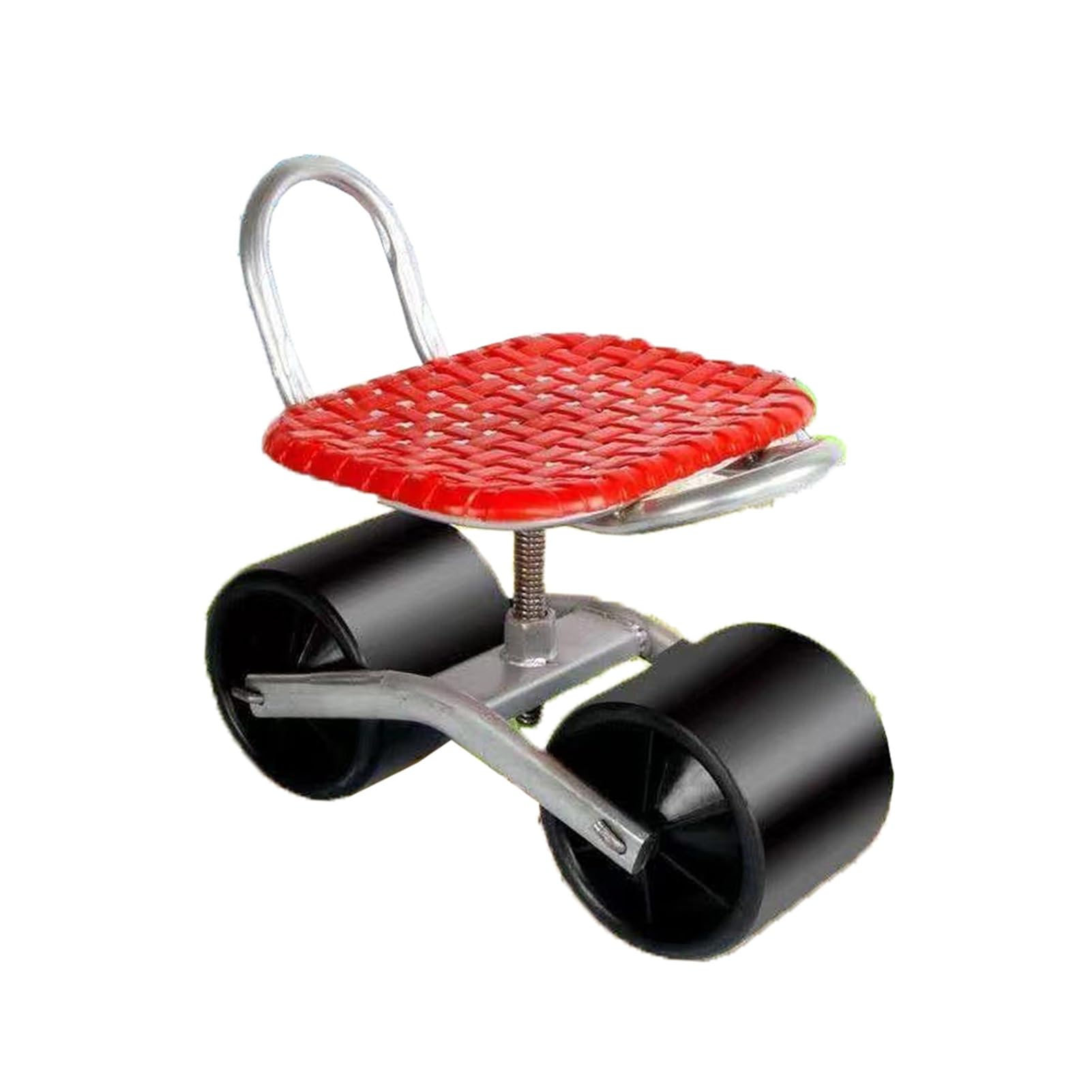 Seggiolino da lavoro regolabile con ruote girevoli a 360°, carrello portatile per lavori in cortile, sedile da lavoro (nero)