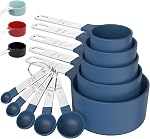TILUCK Measuring Cups & Spoons Set, Stackable Cups and Spoons, Nesting Measure Cups with Stainless Steel Handle, Kitchen Gadgets for Cooking & Baking（Black）