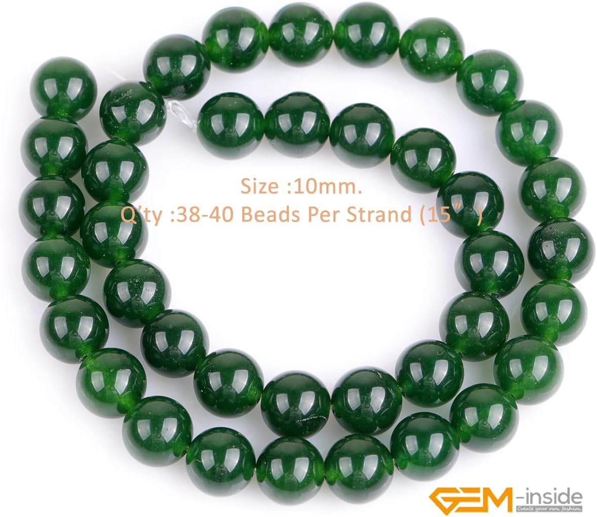 GEM-Inside Natural 10mm Green Taiwan Jade Gemstone Loose Beads Round Crystal Energy Stone Power for Jewelry Making 15" - Image 2