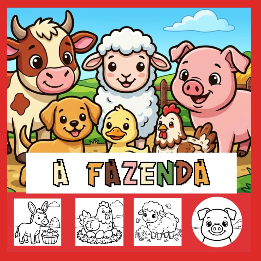 A Fazenda – Livro de Colorir para Crianças: Desenhos grandes e simples | 40 ilustrações em página única | Ideal para educação infantil
