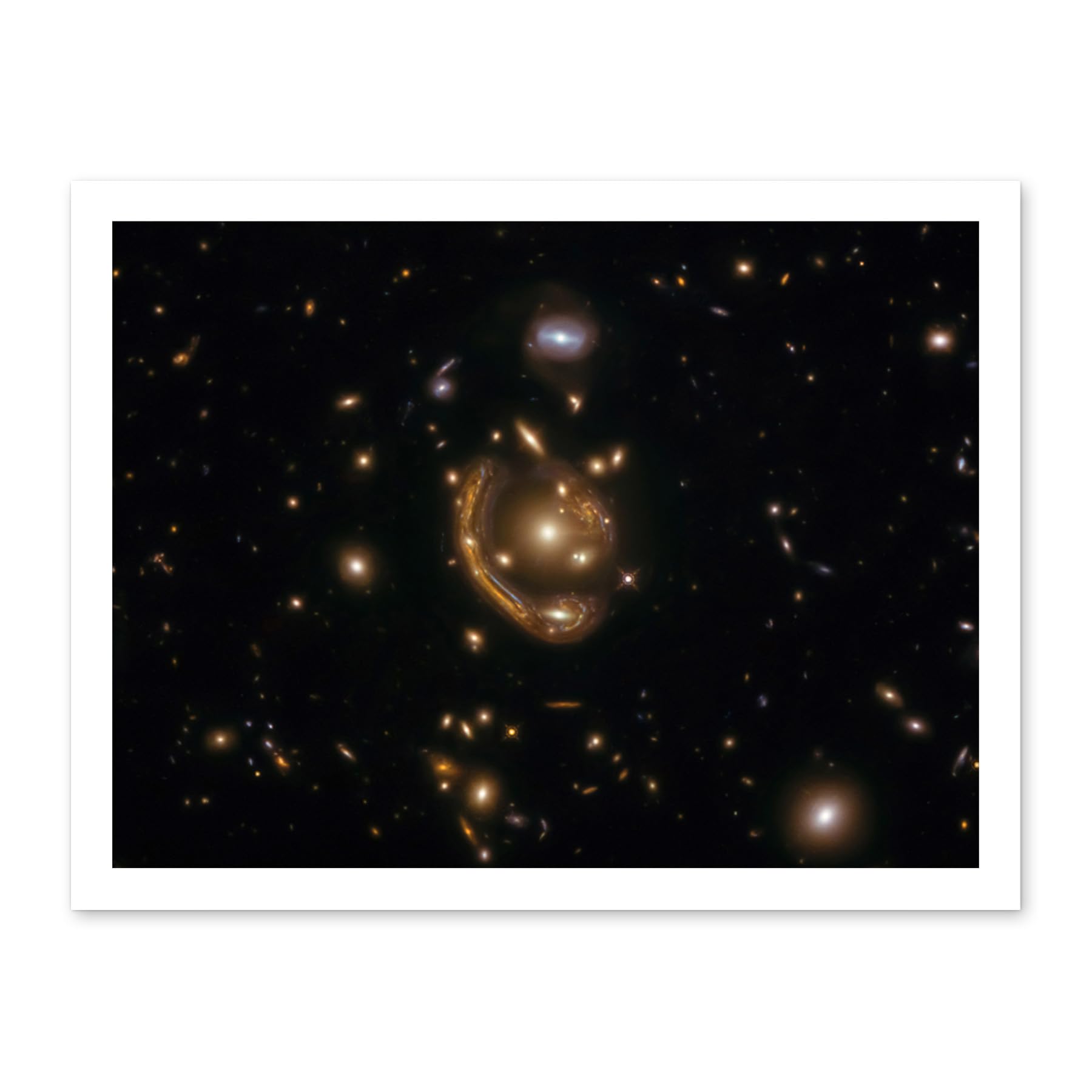 Artery8 Hubble Space Telescope Image Einstein Molten Ring Galaxy Phenomenon Gravitational Lensing Distant Galaxy Peak Epoch Starbirth Cosmic Evolution Artwork Framed Wall Art Print 18X24 Inch