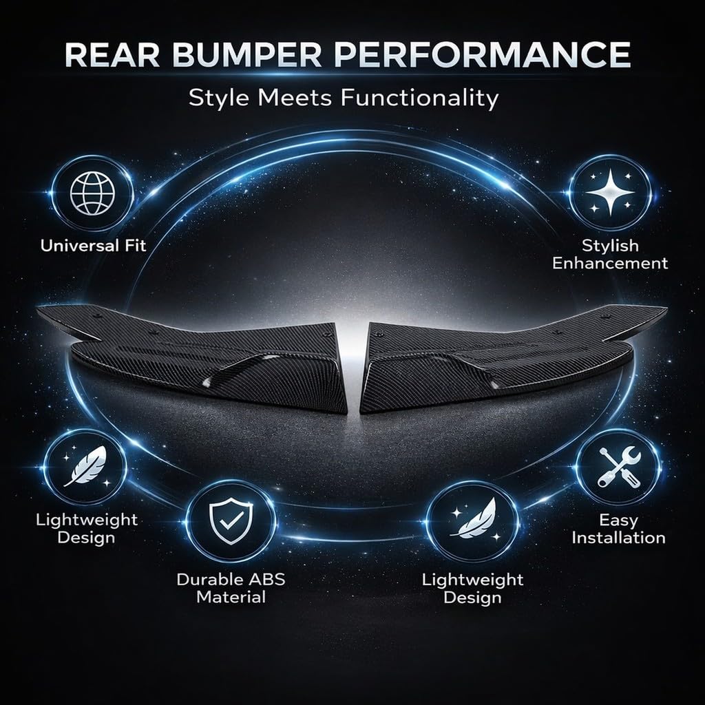 Heckspoiler Stoßfängerlippe Diffusor Splitter Canard Schutz ABS Carbon Fiber Style - Aerodynamisches Design, Robust & Universal für PKW