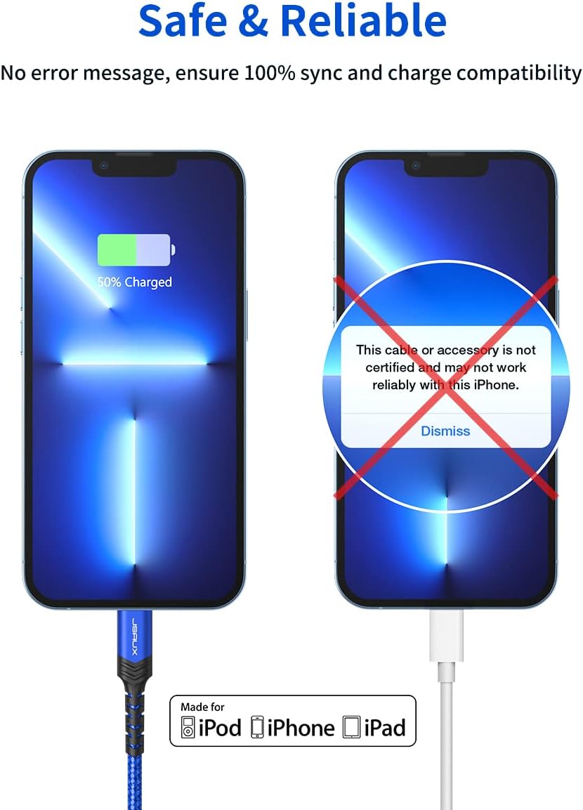 JSAUX USB C to Lightning Cable 4FT, [Apple MFi Certified] iPhone 14 Fast Charging Cord USB C iPhone Cable for iPhone 14/14 Plus/14 Pro/14 Pro Max/13/13 Mini/13 Pro/13 Pro Max/12 Pro Max/11/SE/XS-Blue