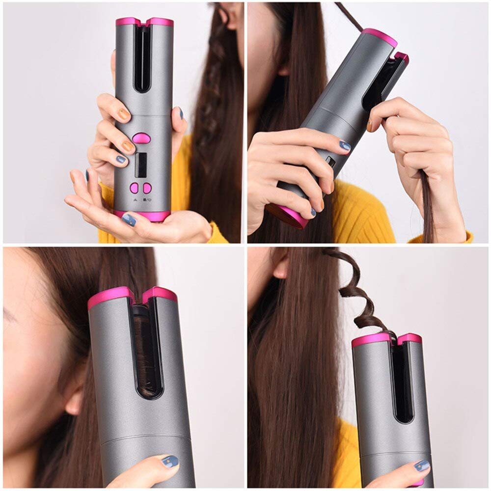 Automatic Curling Iron, Wireless Auto Hair Curler USB Recharging