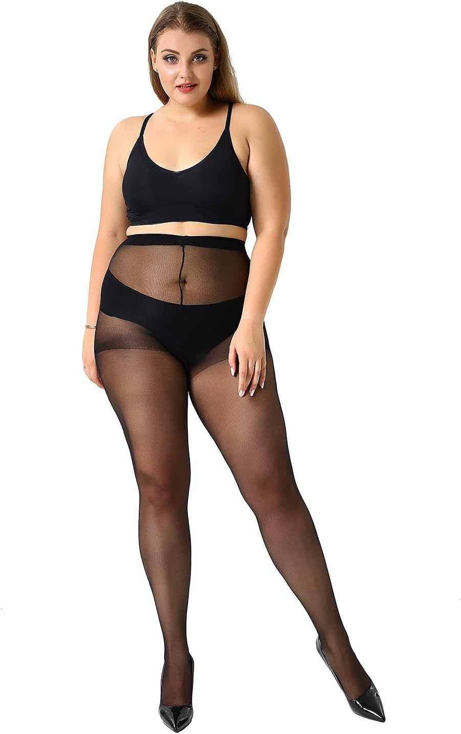 MANZI 4 Pairs Plus Size Pantyhose for Women 20 Denier Sheer Stocking - Image 2