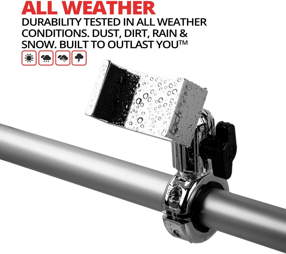 Up To 50% OFF Chrome Motorcycle Mount for Phone - by TACKFORM [Enduro Series] - NO Slings Needed. Rock Solid Holder for Regular and Plus Sized iPhone and Samsung Devices. Industrial Spring Grip (red)