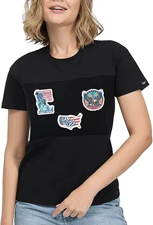 Women's Cotton T-Shirts with Stickers Medium