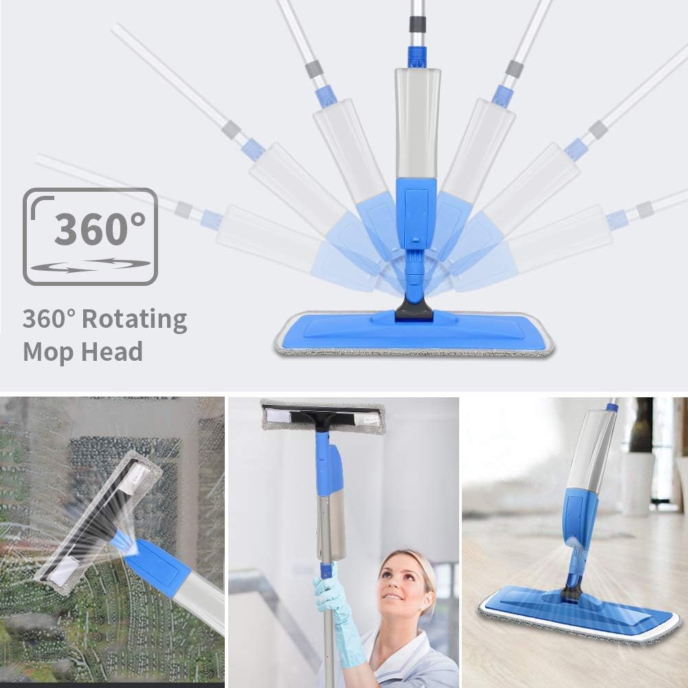 Bellababy Spray Mop and Glass Wiper,Microfiber Mop with 4 Reusable Pads Can Spray Upward,360 Degree Rotatable Mophead Suitable for Hardwood, Marble, Tile : Health & Household