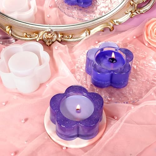 3Pcs Resin Molds Flower Candle Molds For Making Candle Casting Resin Epoxy Silicone Molds, Candle Tea Lights Holder Molds Candlestick Soap Resin Molds 3D Plum Blossoms Resin Molds Diy Wedding Decor #TOP6