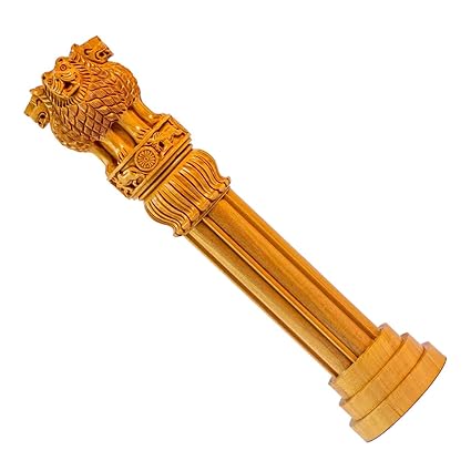 sapna Wooden Ashoka Stambh Desk Ashoka Pillar Ideal for Advocate Tabel Office & Home Decor Showpiece Best for Gifting Purpose (6 Inch) pack of 2