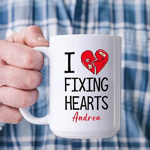 Miniatura 9 de Taza de café con estetoscopio de corazón para cardiólogo, regalo personalizado de cardiólogo, taza de regalo para médico del corazón, taza de