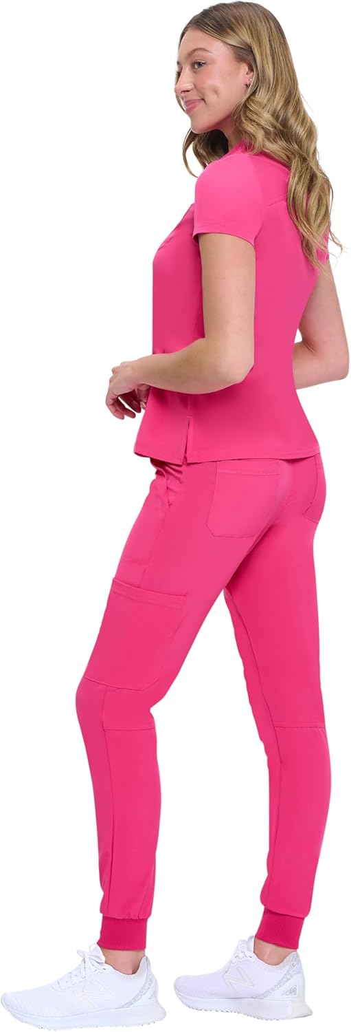 Natural Uniforms Womens Cool Stretch Modern Tuck-In Top Yoga Jogger Scrub Set with Regular and Petite Sizes