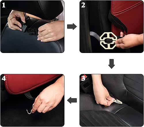 Miniatura 6 de kathson Organizador de asiento de automóvil, bandeja de mesa plegable de piel sintética, protectores de respaldo de asiento, organizador de asiento