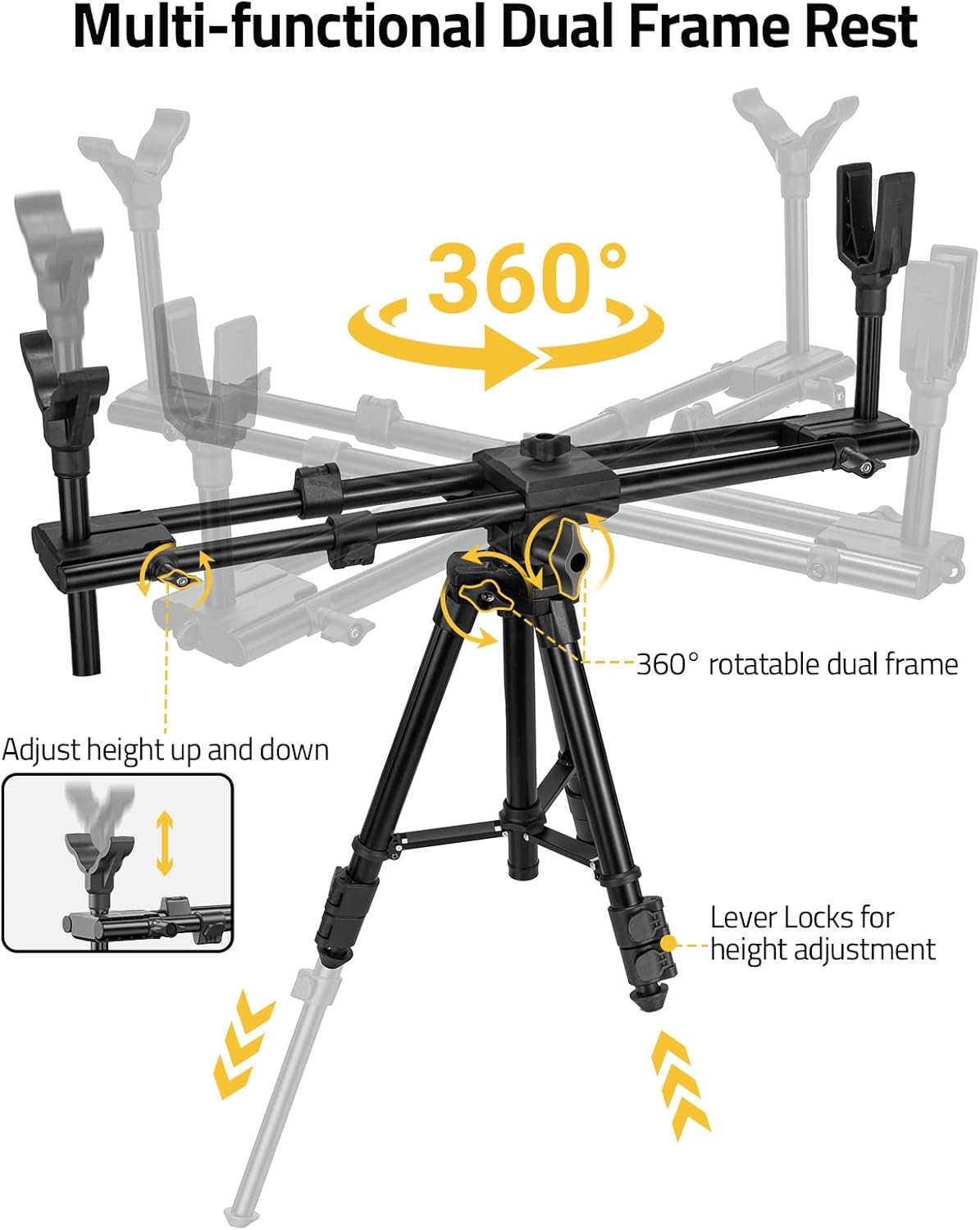 CVLIFE Hunting Rests Shooting Tripod Rifle Hunting Gun Tripod, with Dual Frame and Flexible Orientation, Provide Max Stability for Ground Blinds Shooting Outdoors - Image 2