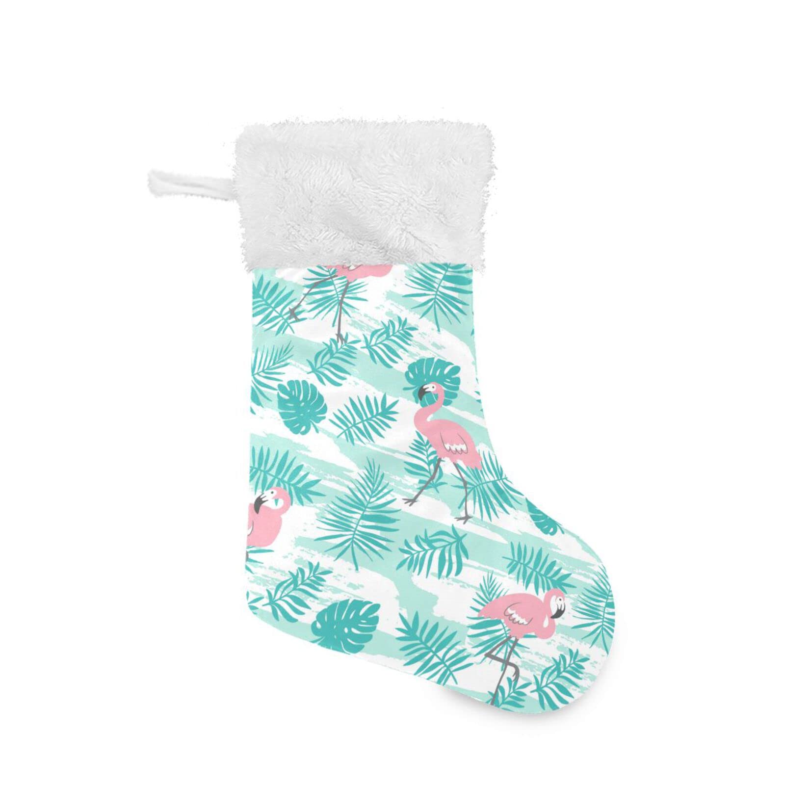 Chaussettes de Noël personnalisées flamant rose et flocon de neige de 45 cm
