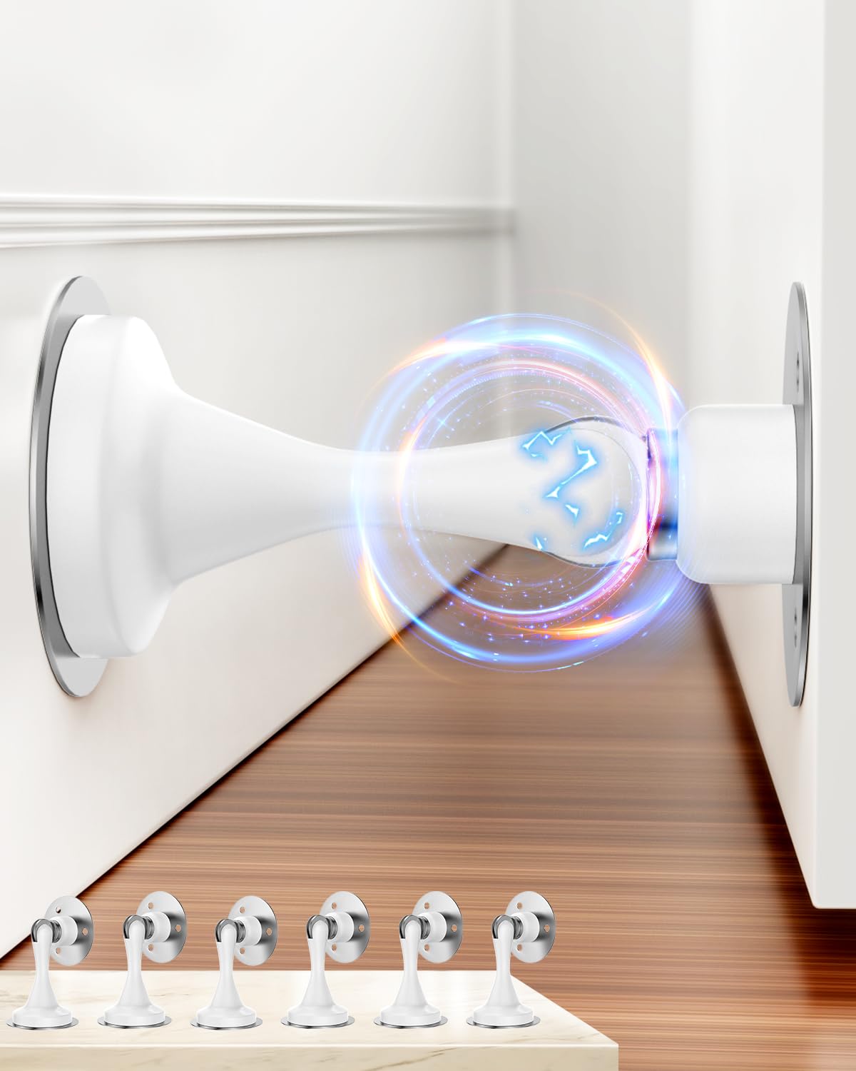 Photo 1 of Door Stoppers Magnetic Door Catch - 6 Pack Stainless Steel Heavy Duty Door Holder Stops for Bottom Top of Door - Wall Floor Mounting No Drill Strong Adhesive & Screws Strong Magnet Keep Door Open