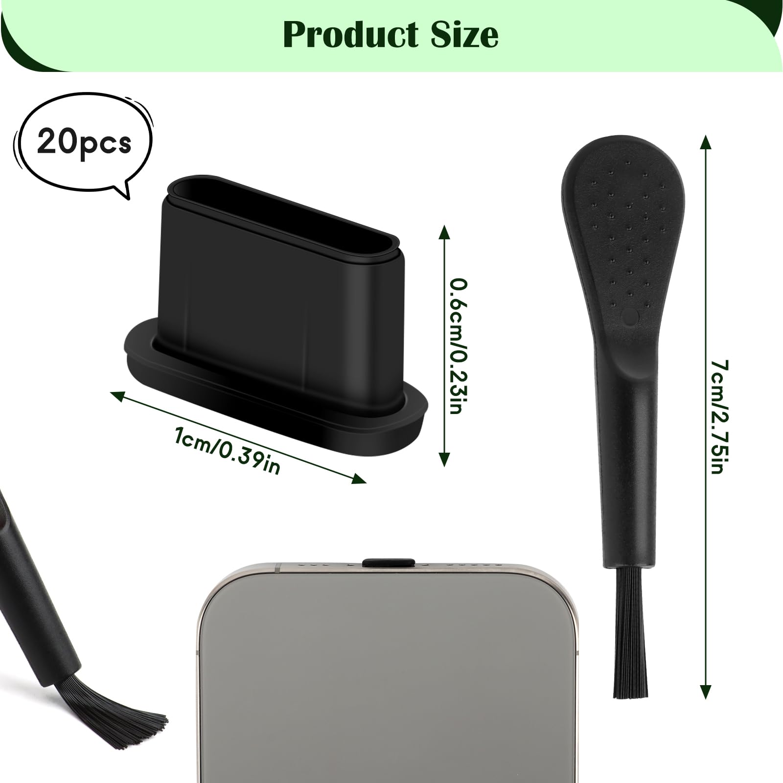 20 Bouchons Anti-poussière USB-C Avec Lanières – Protection En Silicone Pour Téléphone Et Tablette