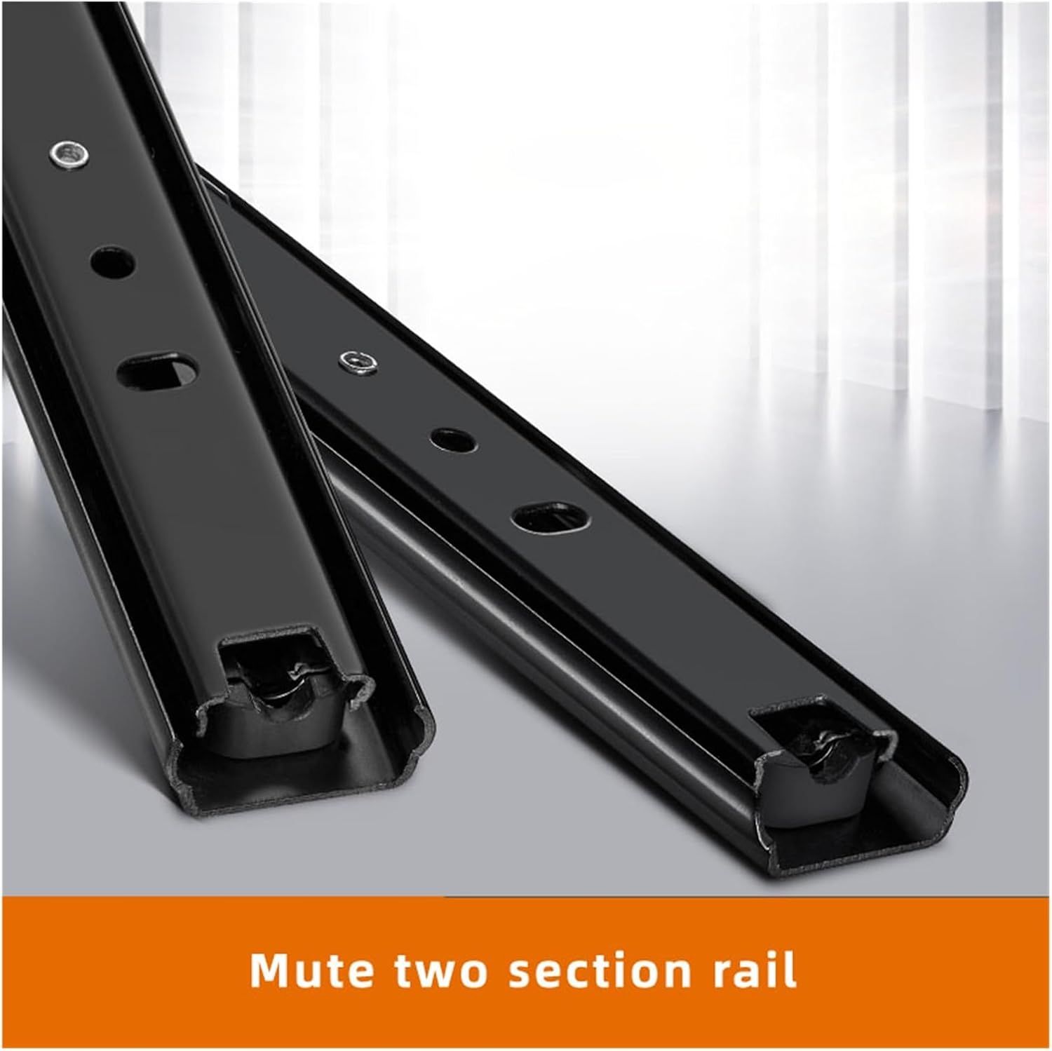 Cold Rolled Steel Drawer Slides, 8~20 inch Closed Drawer Track Guide Sliding Two Section Cabinet Slides(DG205 14 Inch)