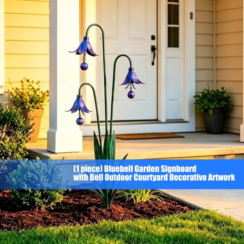 Piquet de jardin en fer en forme de fleur bleue pour extérieur